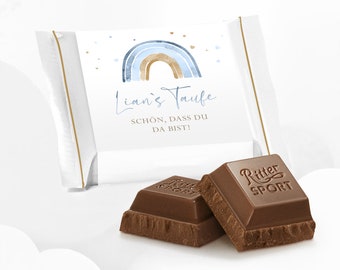 Ritter Sport Mini guest gift for baptism, communion, confirmation or birthday with a magical rainbow, ready-made