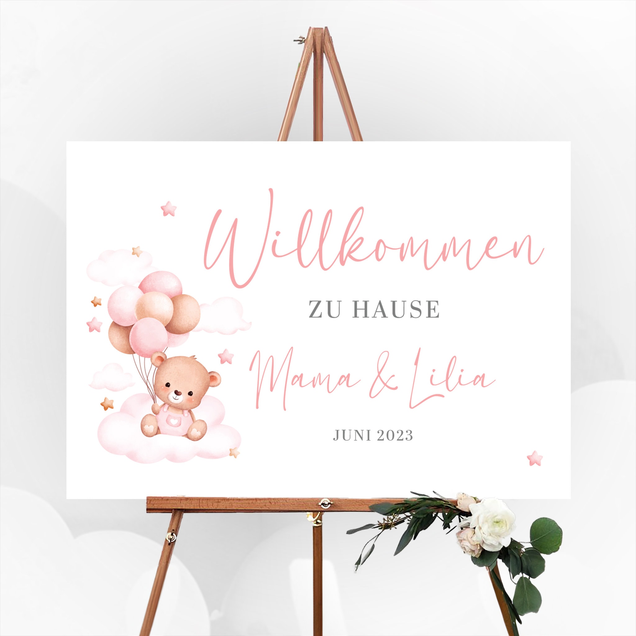 Carte Legno Mesi Bambino Con Tampone Impronte - Set Hello World Per Foto Ricordo