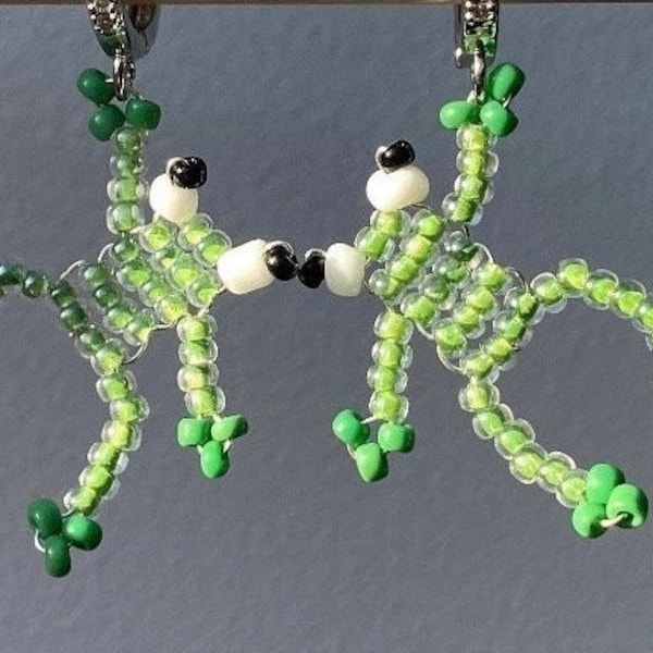Beaded 2d frog pattern / tutorial / kids /begginer/ step by step / with pictures / with scheme / easy to follow/ seed / inchworm