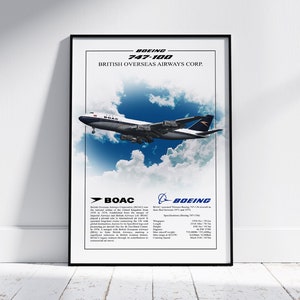 BOAC Boeing 747 Poster - Aviation Art for Pilots & Enthusiasts - Airline Print, Aircraft Picture, Plane Gift, Aviation Wall Decor