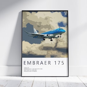 KLM Embraer 175 Poster, gift for pilot, aviation poster, aviation artwork, aviation gift, airliner, airplane, plane
