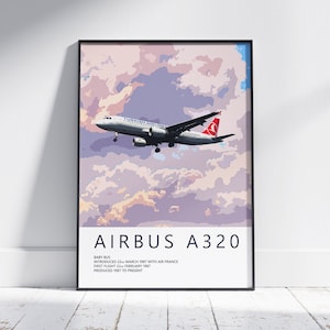 Turkish Airlines Airbus A320 Poster, gift for pilot, aviation poster, aviation artwork, aviation gift, airliner, airplane, plane