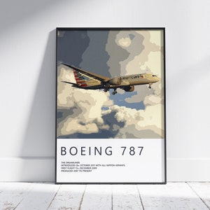 American Airlines Boeing 787 Poster, gift for pilot, aviation poster, aviation artwork, aviation gift, airliner, airplane, plane