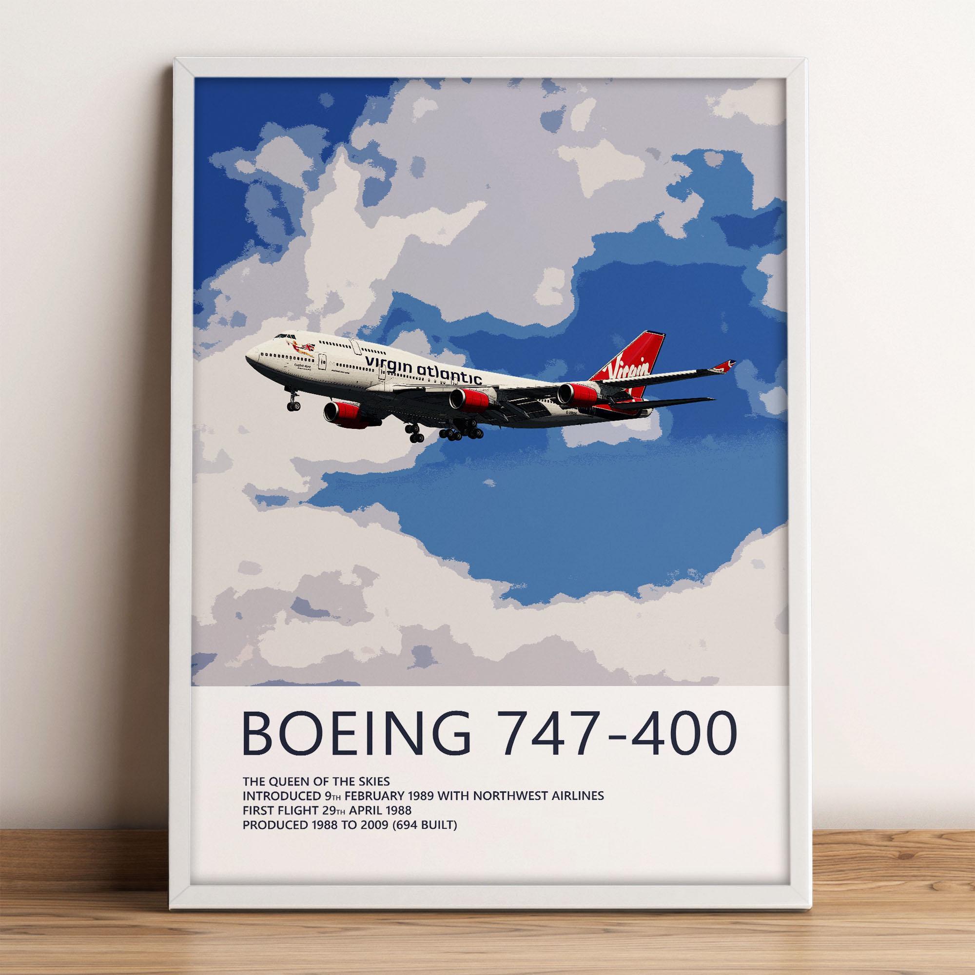 Virgin Atlantic Boeing 747-400 限定版タグ Virgin Atlantic Boeing 747-400 Classic Poster - Aviation Wall Art