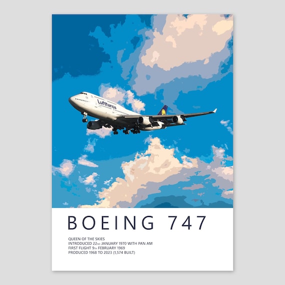 Lufthansa Boeing 747 Poster | Detailed Aviation Art Print | Civil