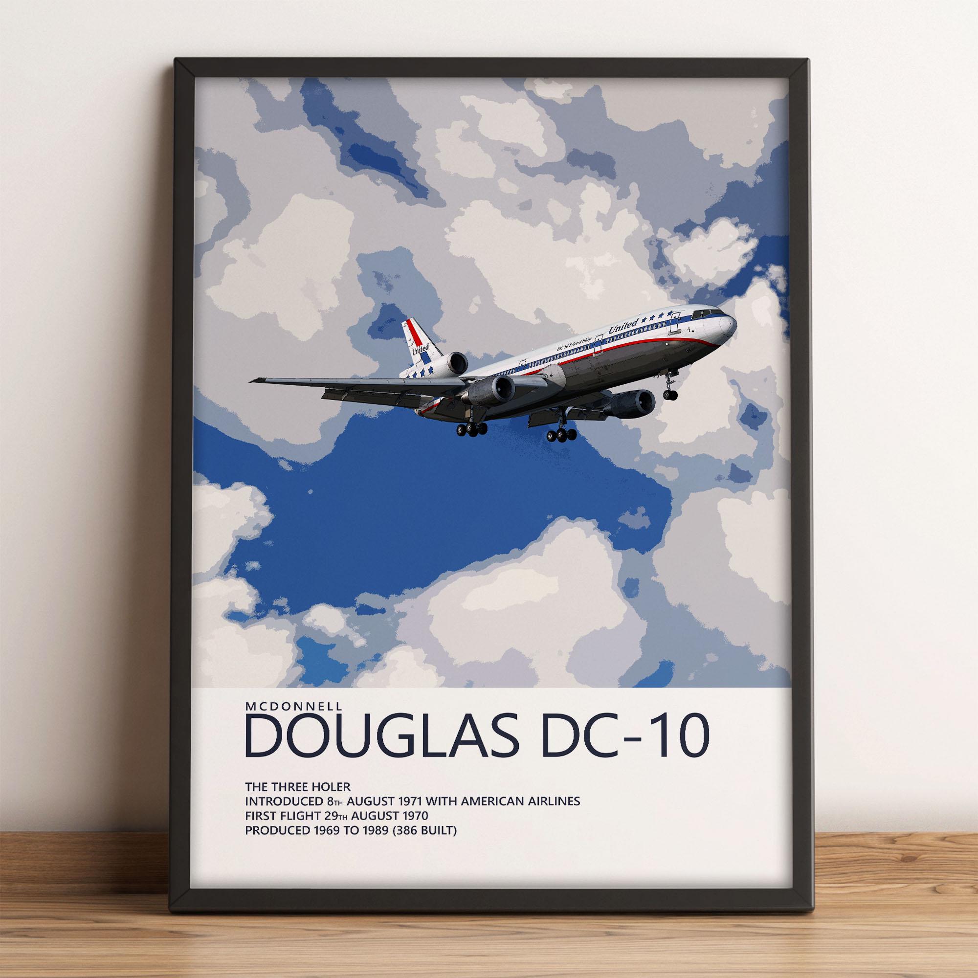 レア　希少McDonnell Douglas DC-10 コックピット ポスター United Airlines Mcdonnell Douglas DC-10 Poster – Friend Ship