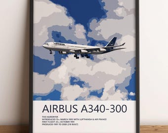 Lufthansa Airbus A340-300 Poster – Aviation Wall Art, Airline Pilot Gift