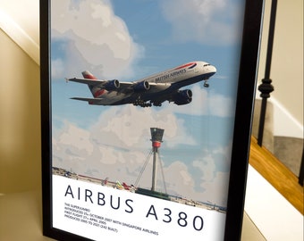 ブリティッシュ・エアウェイズ エアバス A380 ポスター - ヒースロー