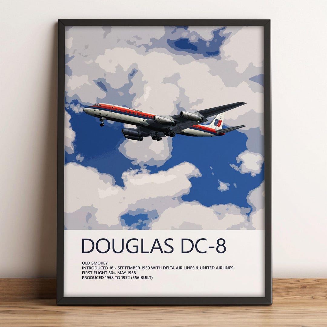 United Airlines Douglas DC-8 Poster – Saul Bass Tulip Livery - Etsy