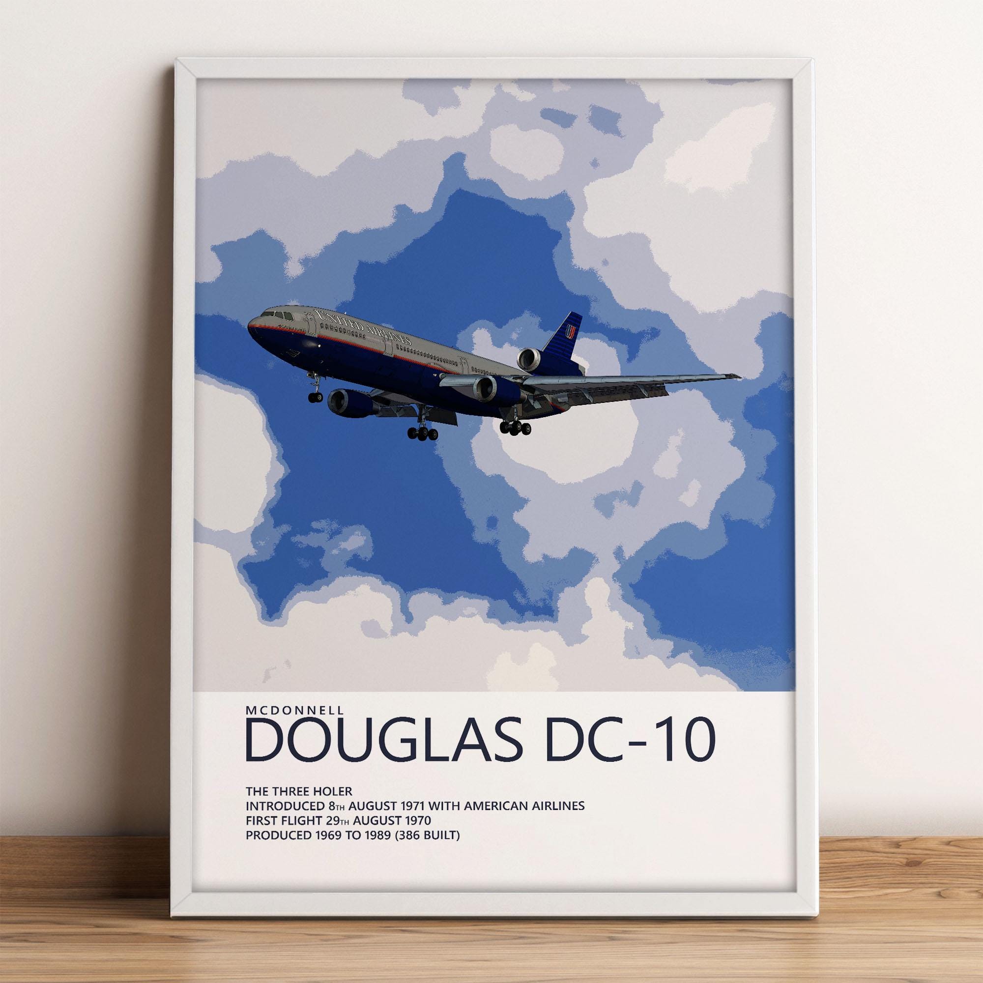 United Airlines Mcdonnell Douglas DC-10 Poster – Battleship Grey