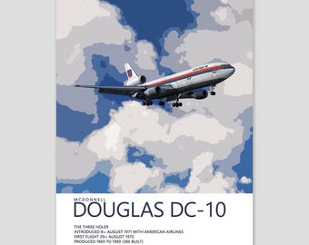 United Airlines Mcdonnell Douglas DC-10 Poster – Saul Bass Tulip