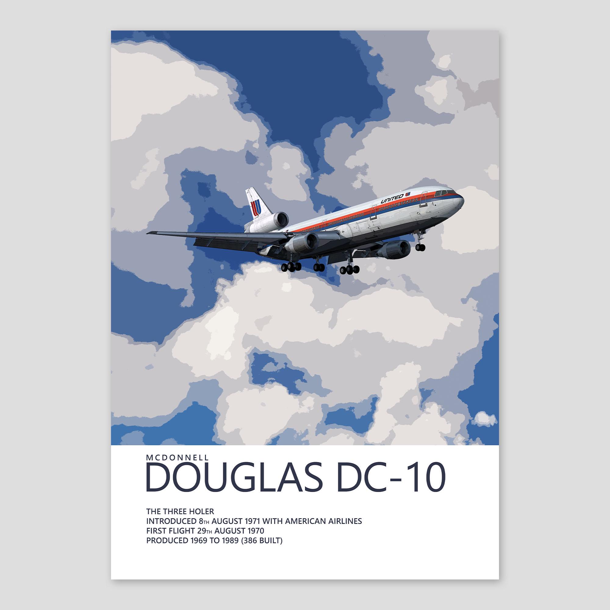 United Airlines Mcdonnell Douglas DC-10 Poster – Saul Bass Tulip