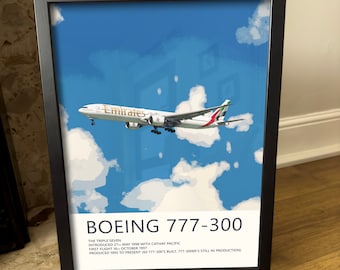 777 Flugzeug 777 Premium Kunstdruck - Hochwertiges Luftfahrt Kunstwerk - Geschenk für Piloten, Flugbegleiter oder Flugzeugbegeisterte