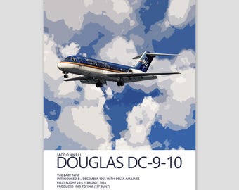 Mcdonnell Douglas DC9 Print – Commercial Jet Ink Line Drawing - Etsy