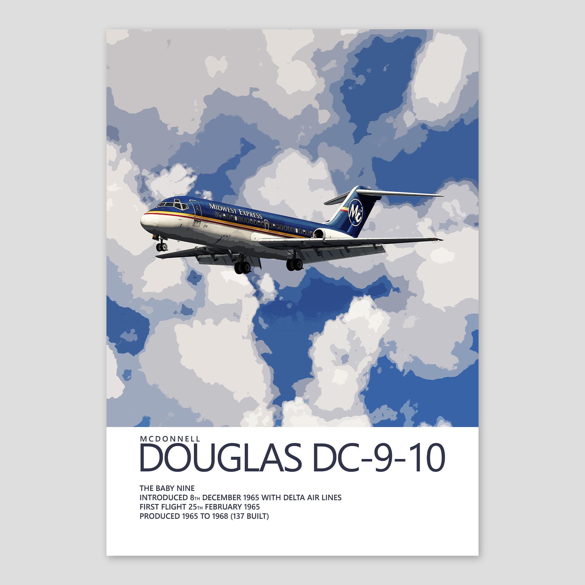 「MCDONNELL DOUGLAS DC-9 SUPER 80」アートポスター MCDONNELL DOUGLAS DC-9 Super 80 Jet Airliner Aircraft