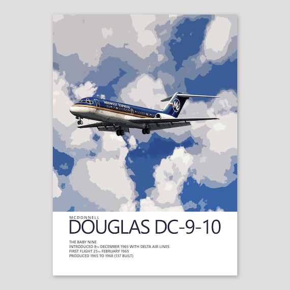 Midwest Express Mcdonnell Douglas DC-9 Poster | Detailed Aviation