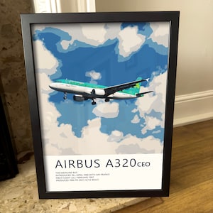 Aer Lingus Airbus A320 Poster - Plane art for aviation enthusiasts & pilot retirement gifts, airline and airplane artwork prints
