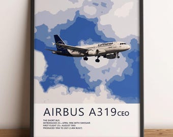 Lufthansa Airbus A319 Poster – Aviation Wall Art, Airline Pilot Gift