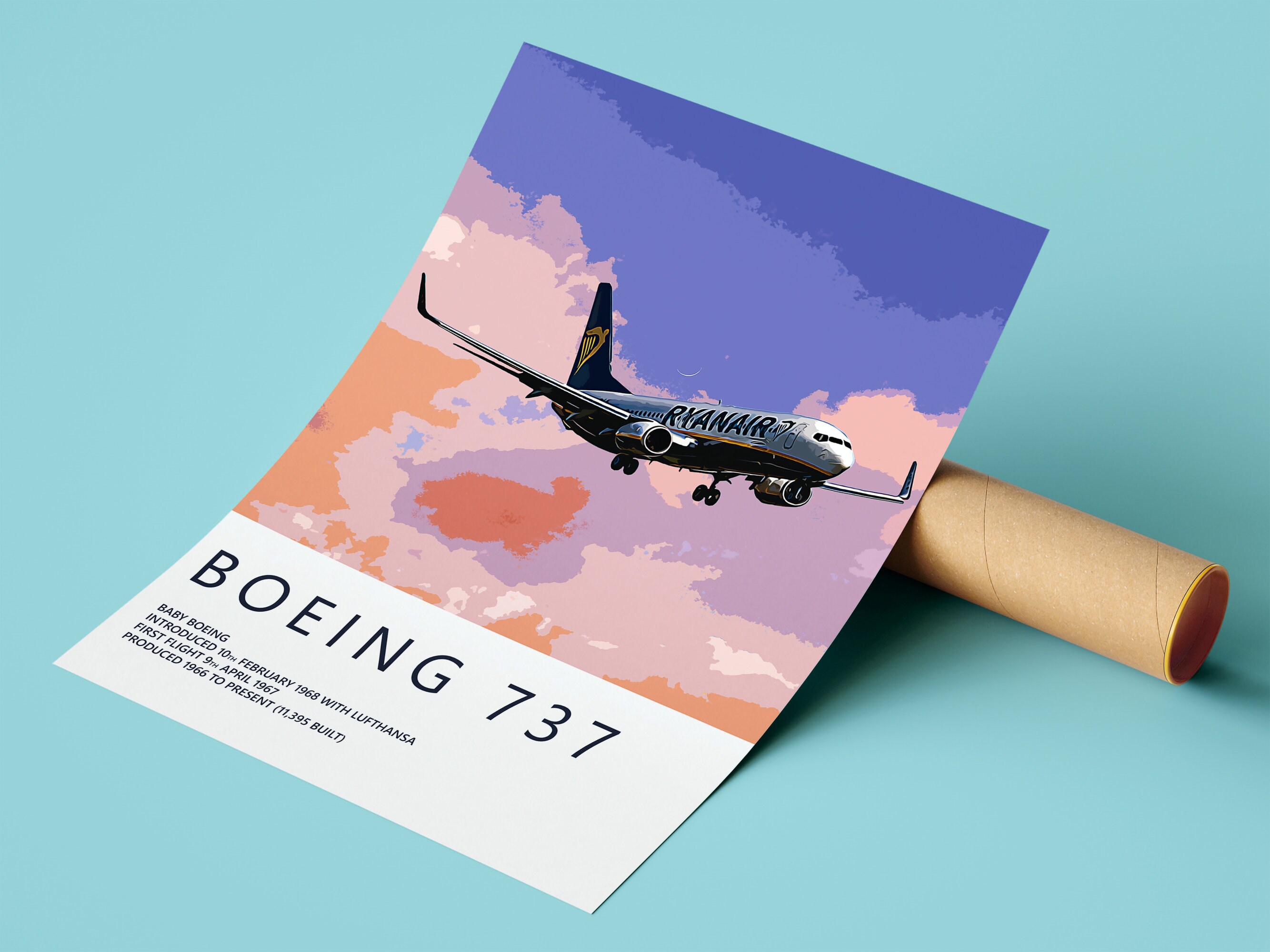 Ryanair Boeing 737 Poster, Gift for Pilot, Aviation Poster, Aviation