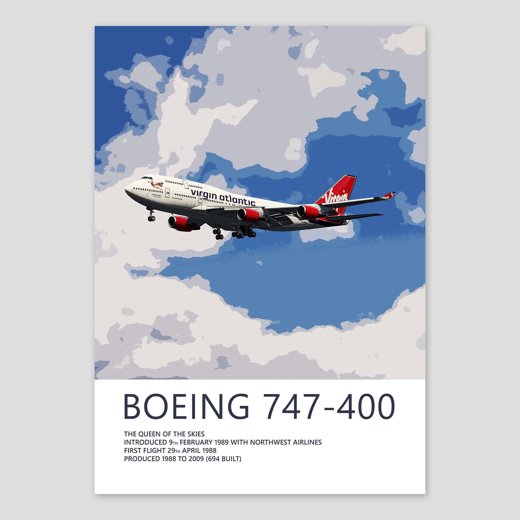 Virgin Atlantic Boeing 747-400 Classic Poster - Aviation Wall Art