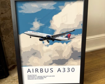 Delta Air Lines Airbus A330 Poster - Fine Aviation Artwork - Airplane Posters - Gift for pilots, cabin crew or plane enthusiasts