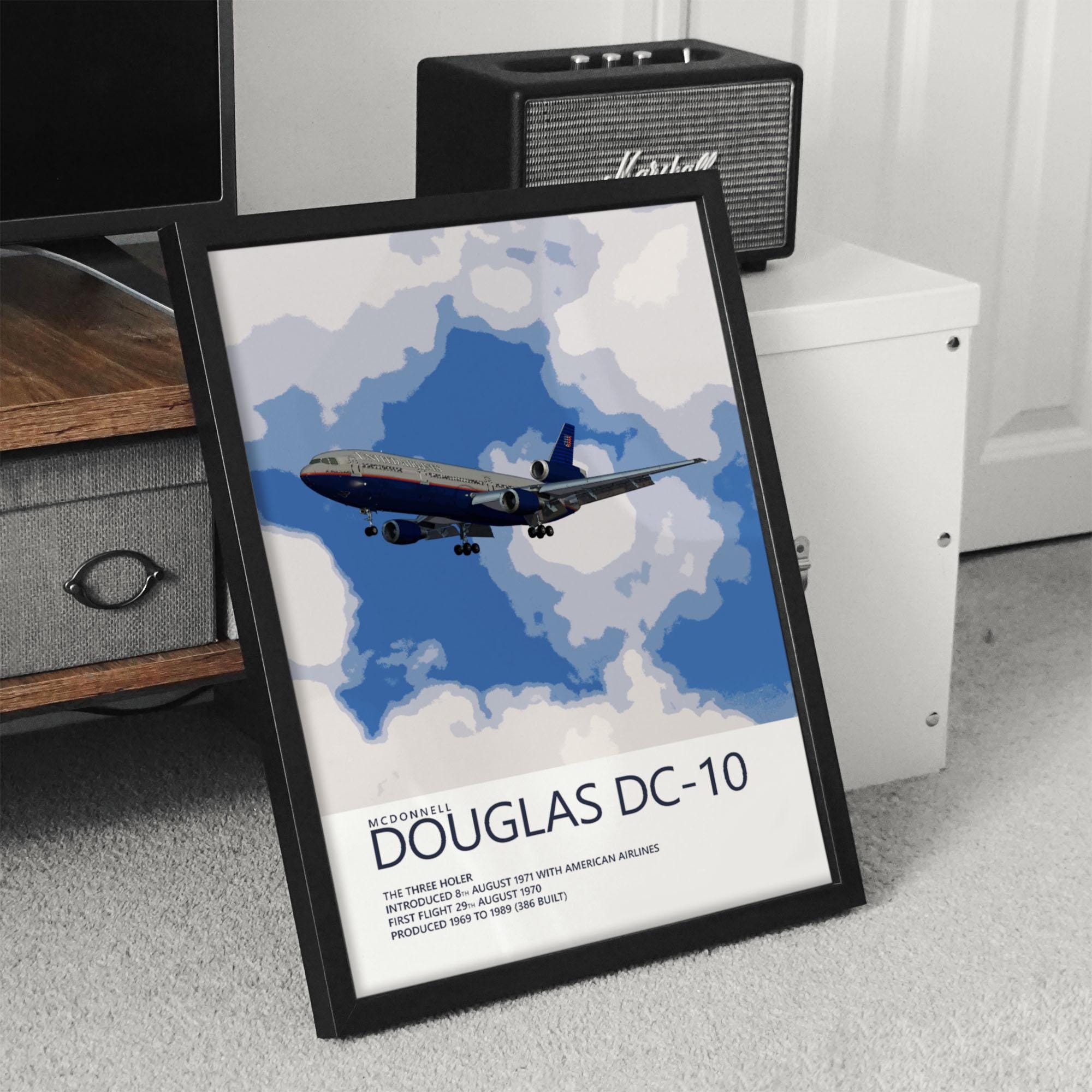 United Airlines Mcdonnell Douglas DC-10 Poster – Battleship Grey