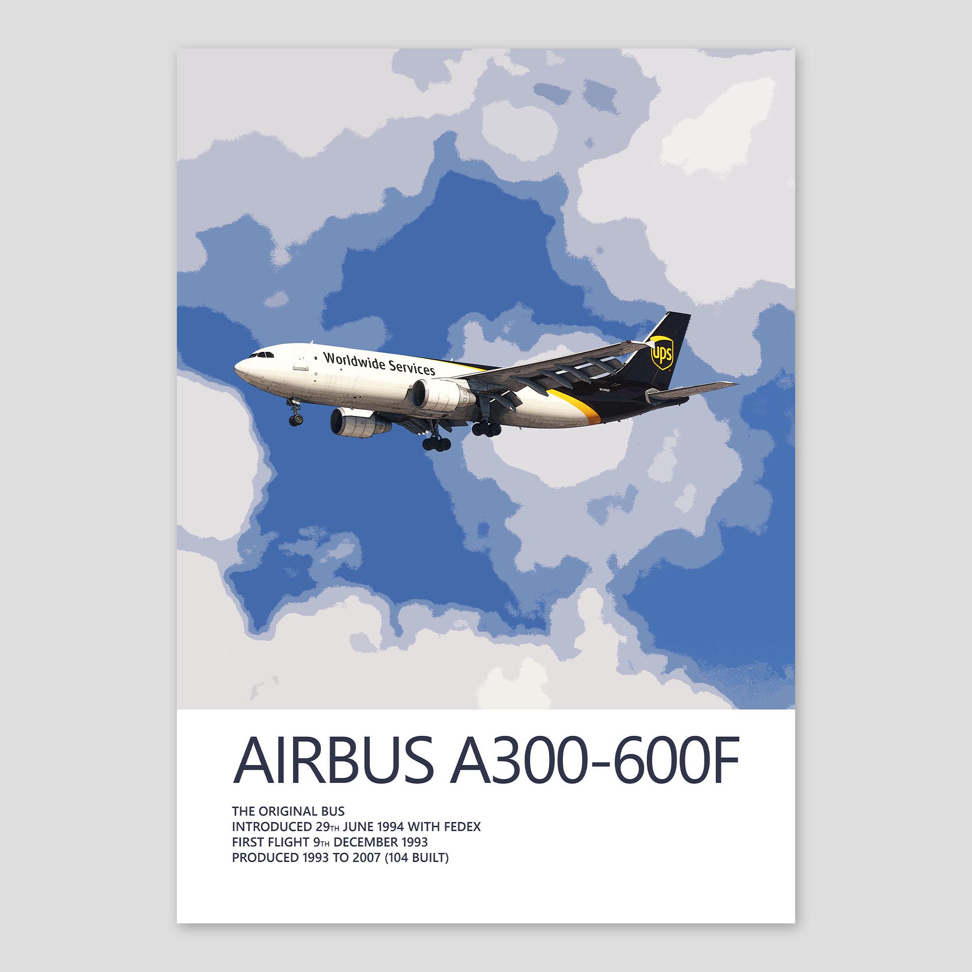 USV Airbus A300 Poster | Detailreicher Kunstdruck der Luftfahrt | Linienflugzeug Wandkunst | Pilot Büro Dekor | Geschenk für Flugbegeisterte