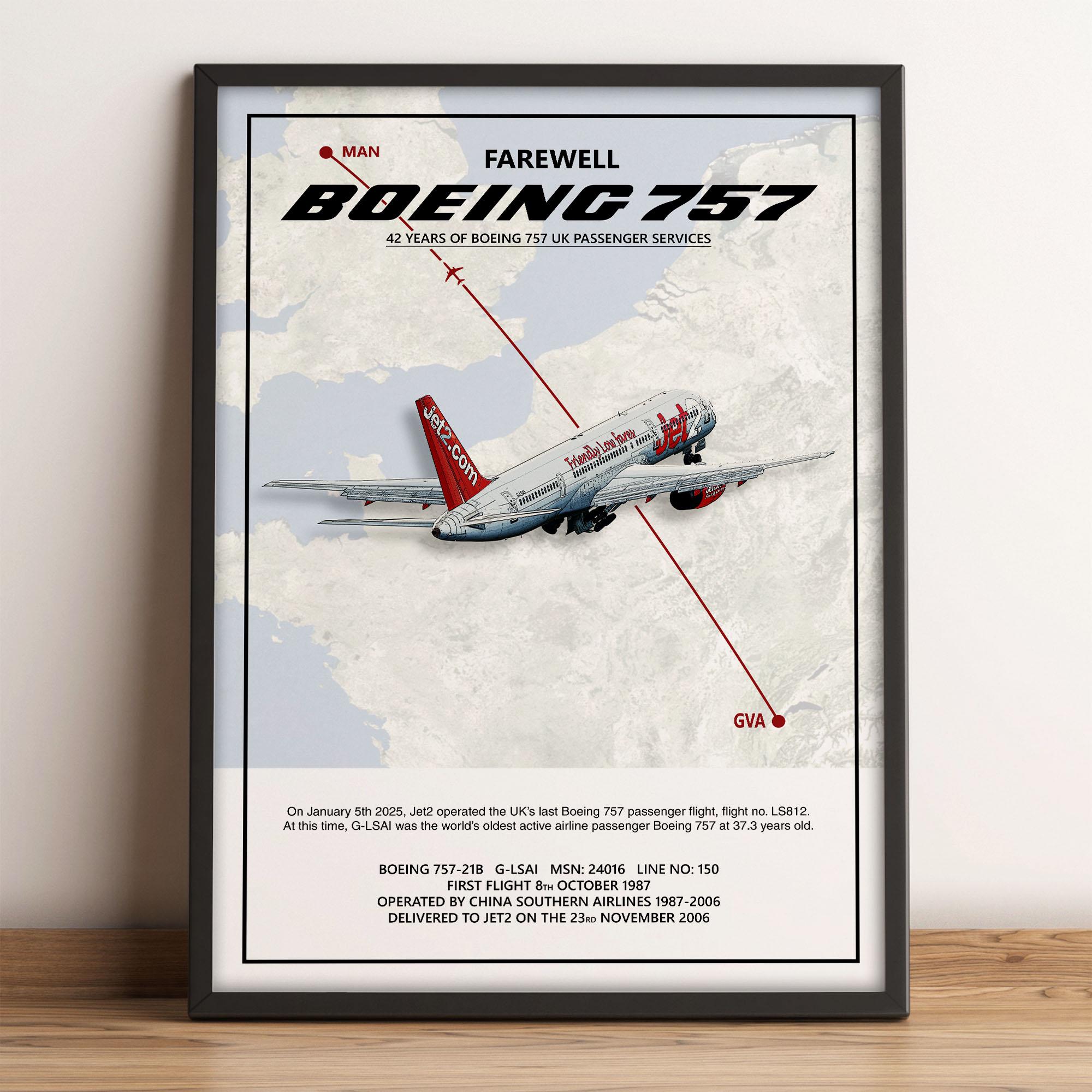Jet2 Boeing 757 Print, Last 757 Flight, Aviation Art, Airliner Art