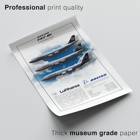 Lufthansa Boeing 747 Poster | Detailed Aviation Art Print | Civil