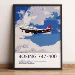 Virgin Atlantic Boeing 747-400 Classic Poster - Aviation Wall Art