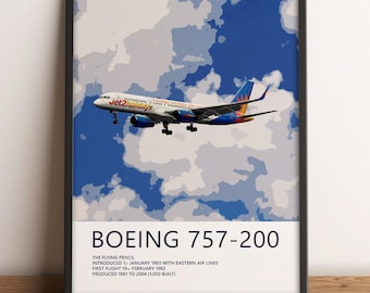 Jet2 Boeing 757 Print Jet2holidays, Arte de aviação, Impressões de arte de avião comercial, Presente de piloto, Pôster de aviação, Decoração de companhia aérea