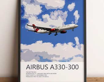 Impressão do Airbus A330 da Virgin Atlantic, arte da aviação, impressões de arte de avião, presente de piloto, pôster de aviação, decoração de companhia aérea