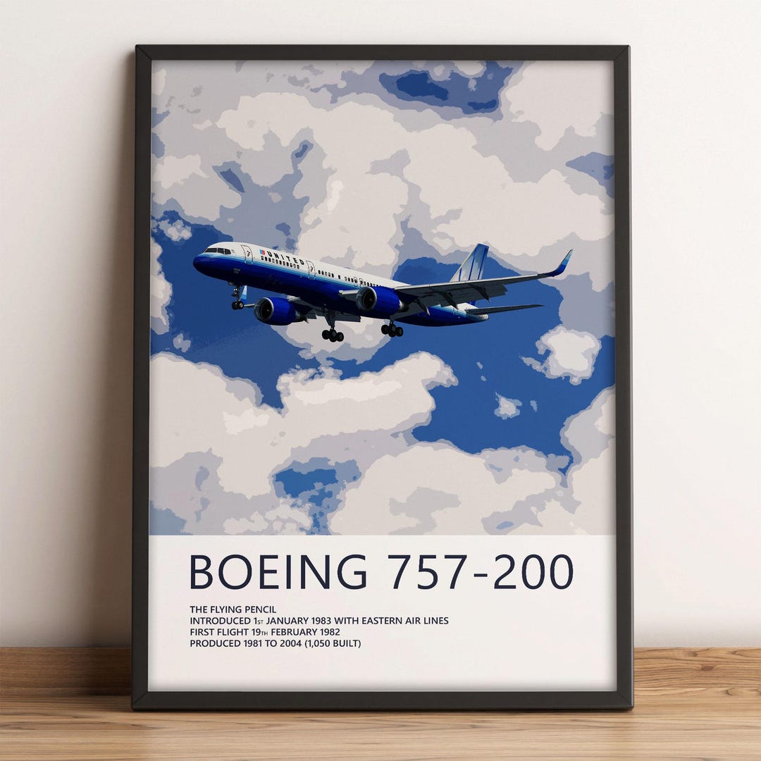 United Airlines Boeing 757-200 Poster – Rising Blue Livery - Etsy