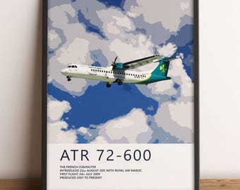 Aer Lingus ATR 72-600 Poster – Aviation Wall Art, Airline Pilot Gift