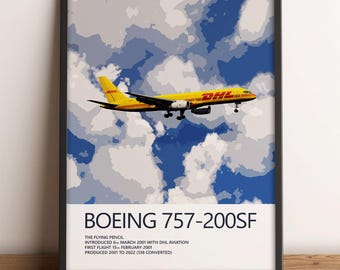 DHL Boeing 757-200SF Poster – DHL Air UK Cargo Aviation Wall Art