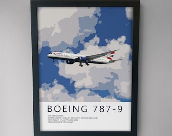 British Airway 787 Poster - Feine Luftfahrt Kunstwerk - Flugzeug Poster - Geschenk für Piloten, Flugbegleiter oder Flugzeugbegeisterte
