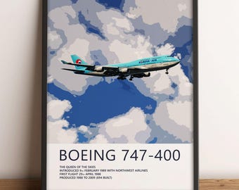 Korean Air Boeing 747-400 Poster – Aviation Wall Art