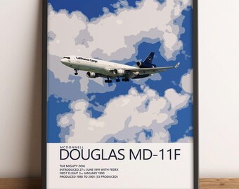 Lufthansa Cargo McDonnell Douglas MD-11 Poster – Aviation Wall Art, Airline Pilot Gift