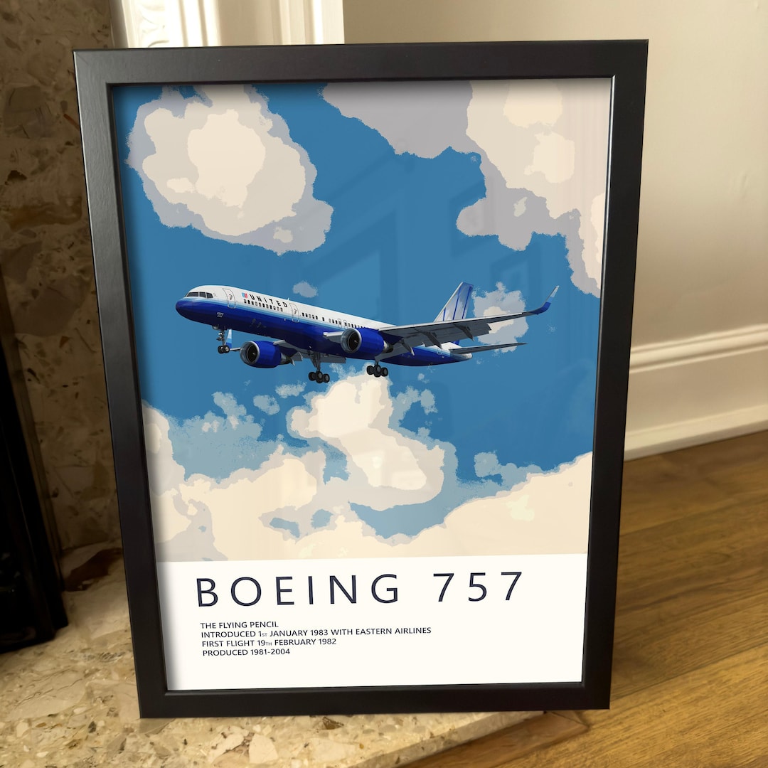United Airlines Boeing 757 Poster - Fine Aviation Artwork United Airlines Boeing 757 Poster - Fine Aviation Artwork
