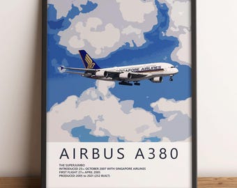 Singapore Airlines Airbus A380 Poster - Aviation Wall Art, Airline Pilot Gift