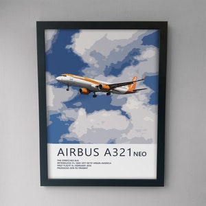 Easyjet Airbus A321 NEO Poster - Plane art for aviation enthusiasts & pilot retirement gifts, airline and airplane artwork prints