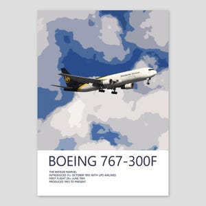 UPS Boeing 767 Poster | Detailed Aviation Art Print | Civil Airliner Wall Art | Pilot Office Decor | Aviation Enthusiast Gift