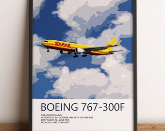 DHL Boeing 767-300F Poster – DHL Air UK Cargo Aviation Wall Art