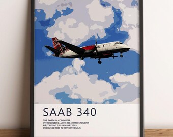 Loganair Saab 340 Poster – Aviation Wall Art