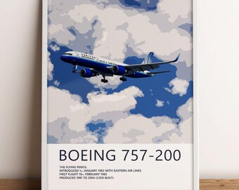 United Airlines Boeing 757-200 Poster – Rising Blue Livery - Etsy
