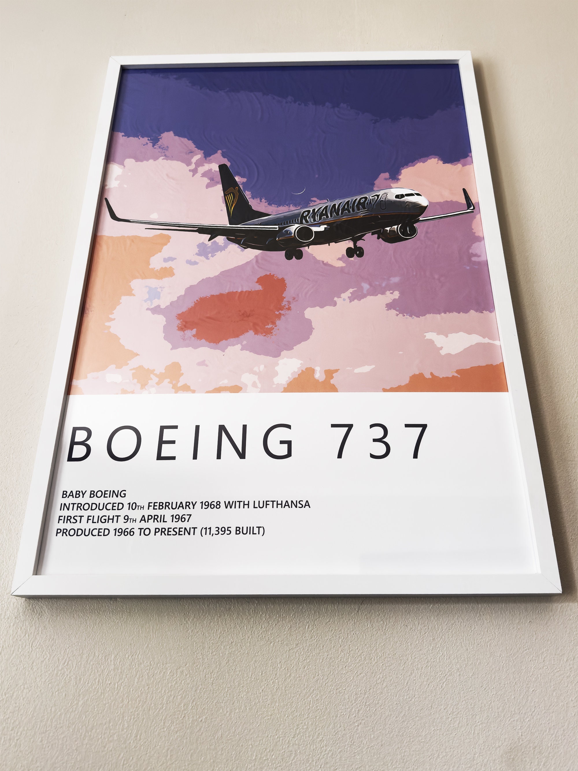 Ryanair Boeing 737 Poster, Gift for Pilot, Aviation Poster, Aviation