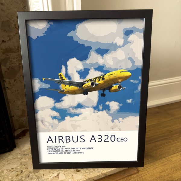 Spirit Airlines Airbus A320-poster - fijne luchtvaartkunstwerken - vliegtuigposters - cadeau voor piloten, cabinepersoneel of vliegtuigliefhebbers