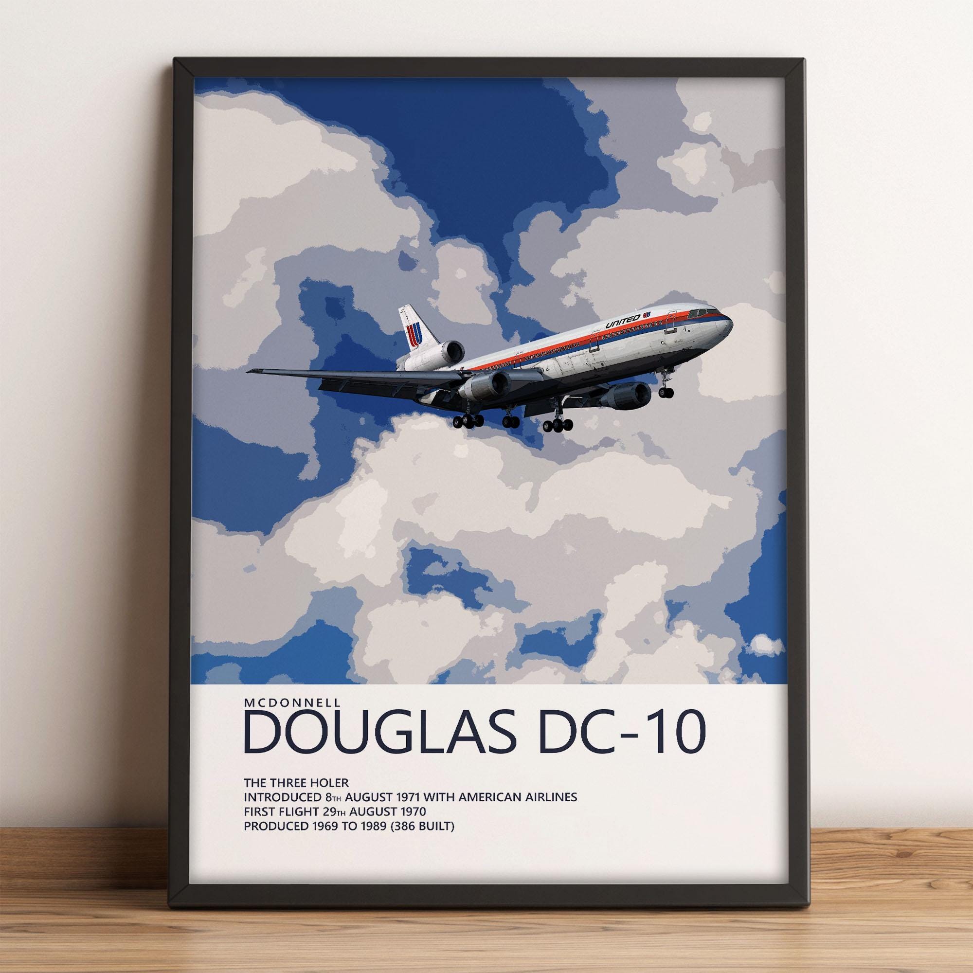 「MCDONNELL DOUGLAS DC-8 SUPER 73」アートポスター United Airlines Mcdonnell Douglas DC-10 Poster – Saul Bass Tulip