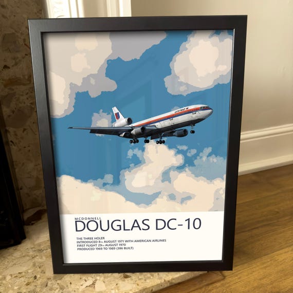 United Airlines Mcdonnell Douglas DC-10 Poster - Saul Bass Tulip