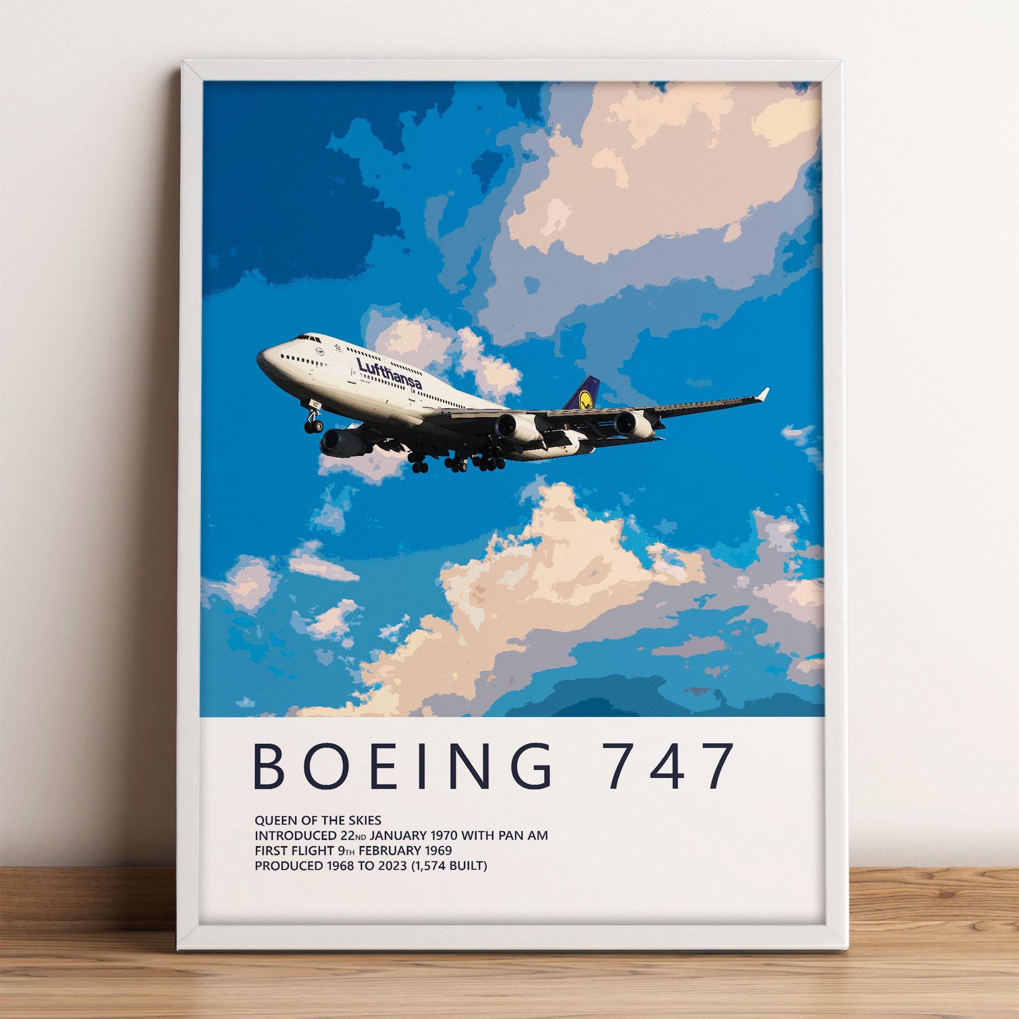 Lufthansa Boeing 747 Poster | Detailed Aviation Art Print | Civil